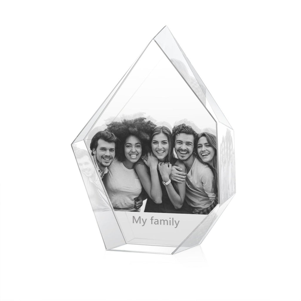 Custom 3D photo crystal shard ornament, medium, personalized with photo, 100x40x130mm, 720g weight