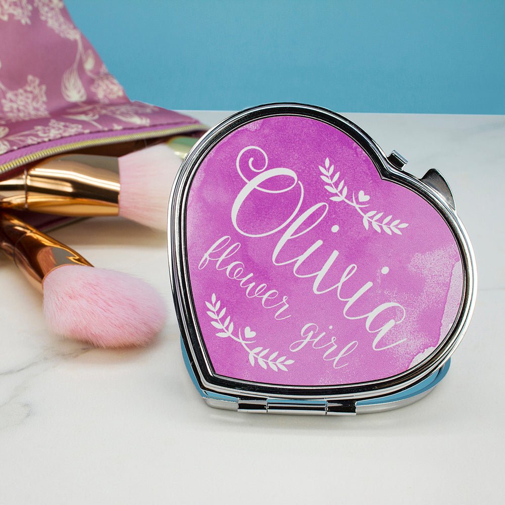 Wedding morning mirror gift, 7×6cm, engraved for bridesmaids or maid of honour