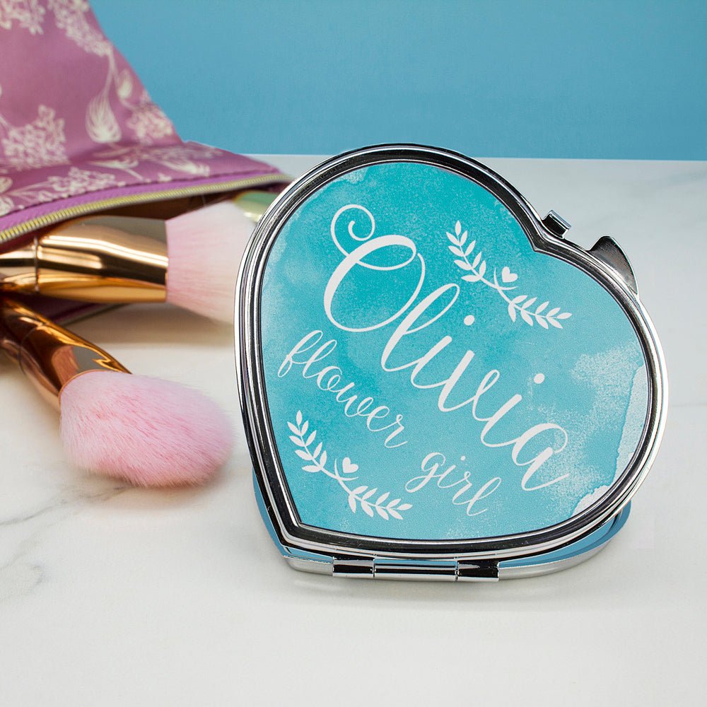 Personalised mirror favour, 7cm, bridal party thank-you gift in bright colours