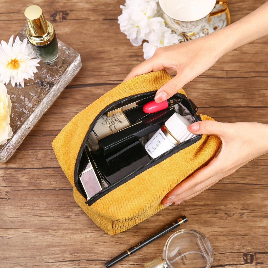 Custom name corduroy cosmetic bag, personalized, available in multiple colors, 13189cm, 100g.