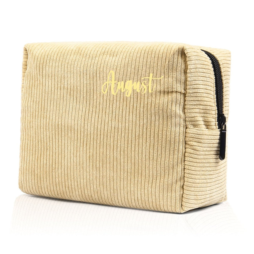 Custom name corduroy cosmetic bag, personalized, available in multiple colors, 13189cm, 100g.