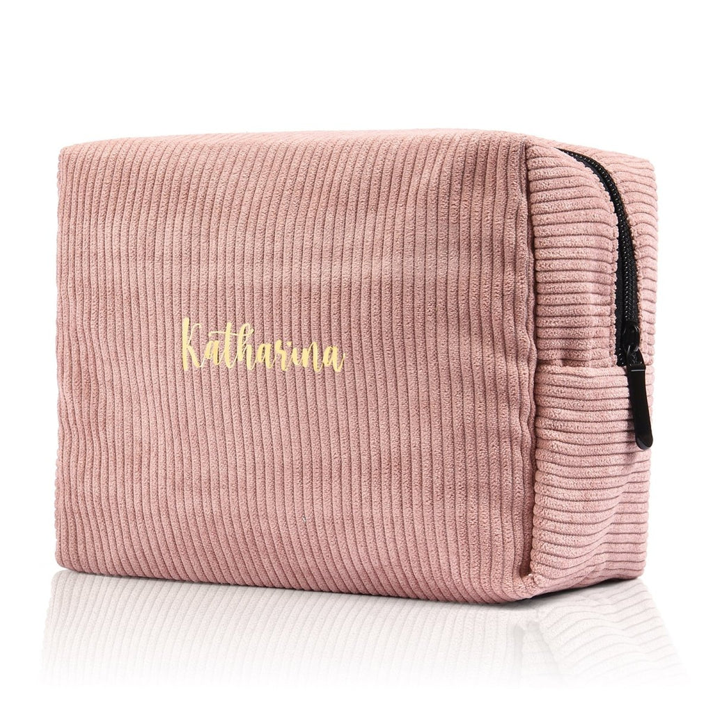 Custom name corduroy cosmetic bag, personalized, available in multiple colors, 13189cm, 100g.