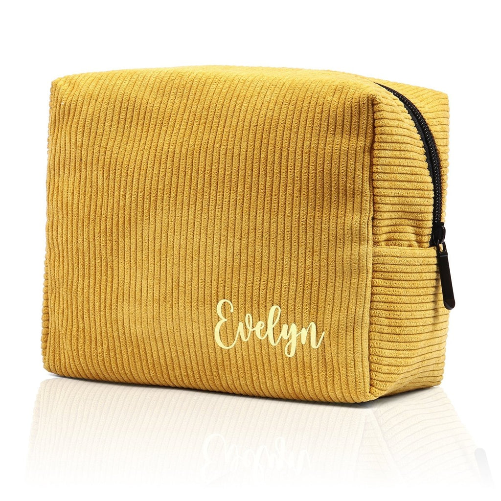 Custom name corduroy cosmetic bag, personalized, available in multiple colors, 13189cm, 100g.
