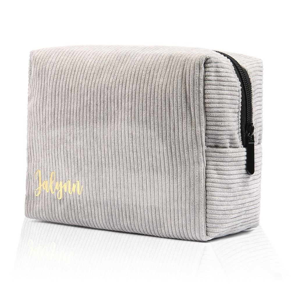 Custom name corduroy cosmetic bag, personalized, available in multiple colors, 13189cm, 100g.