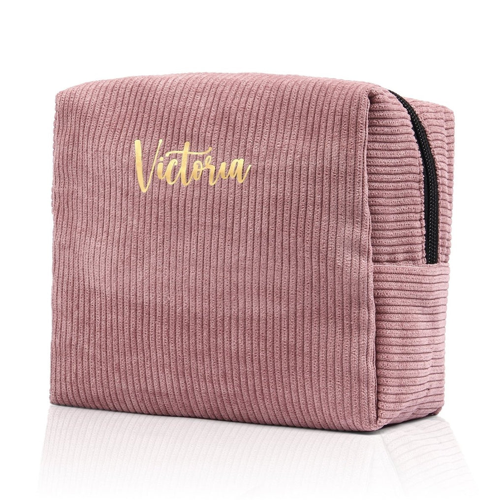 Custom name corduroy cosmetic bag, personalized, available in multiple colors, 13189cm, 100g.