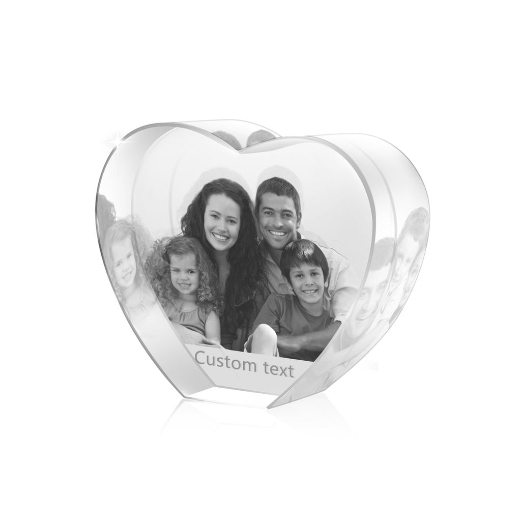 Engraved custom crystal ornament with 3D photo, 120x64x107mm, 1126g, meaningful gift idea