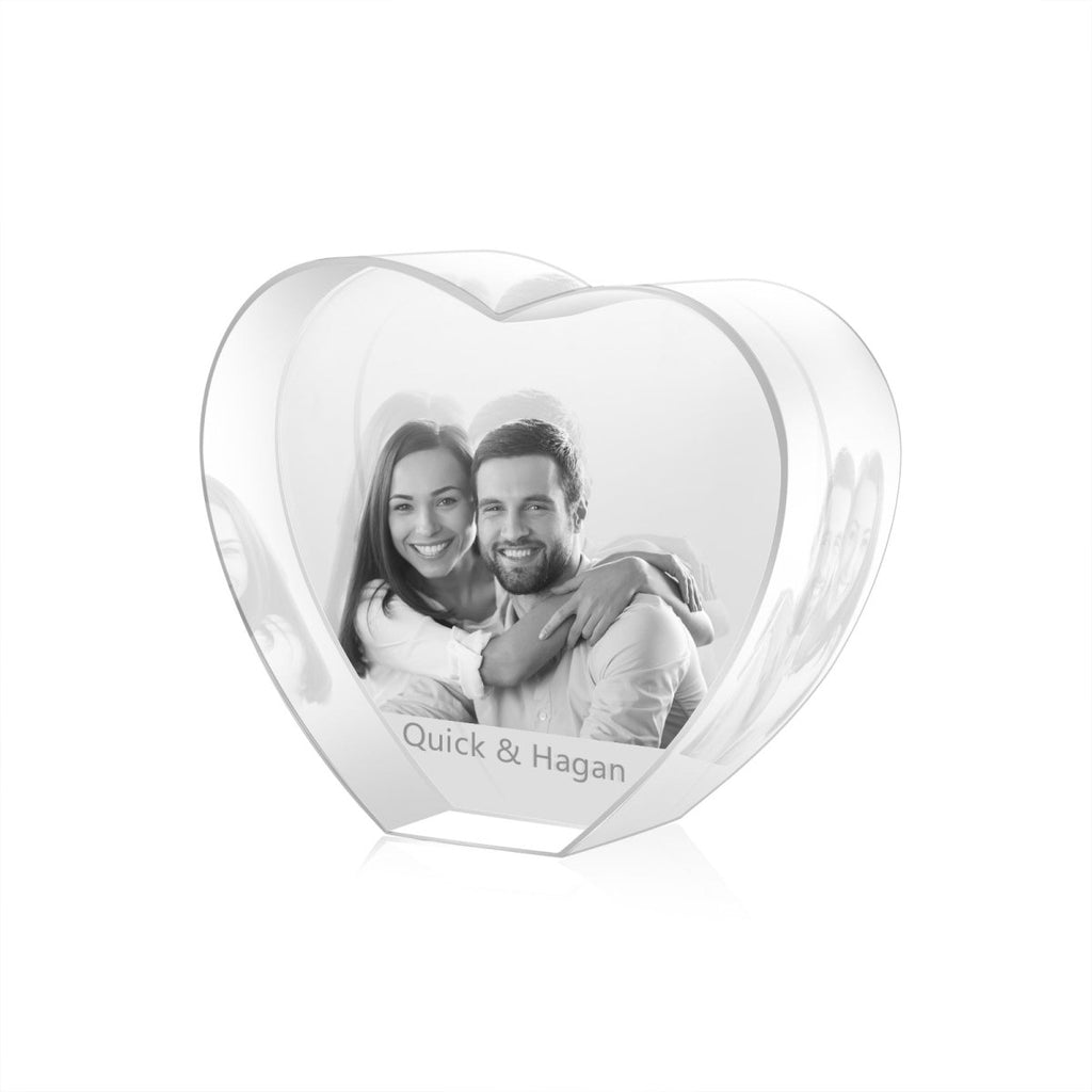 Custom 3D crystal photo ornament, 120x64x107mm, 1126g, perfect for memorial or anniversary gifts