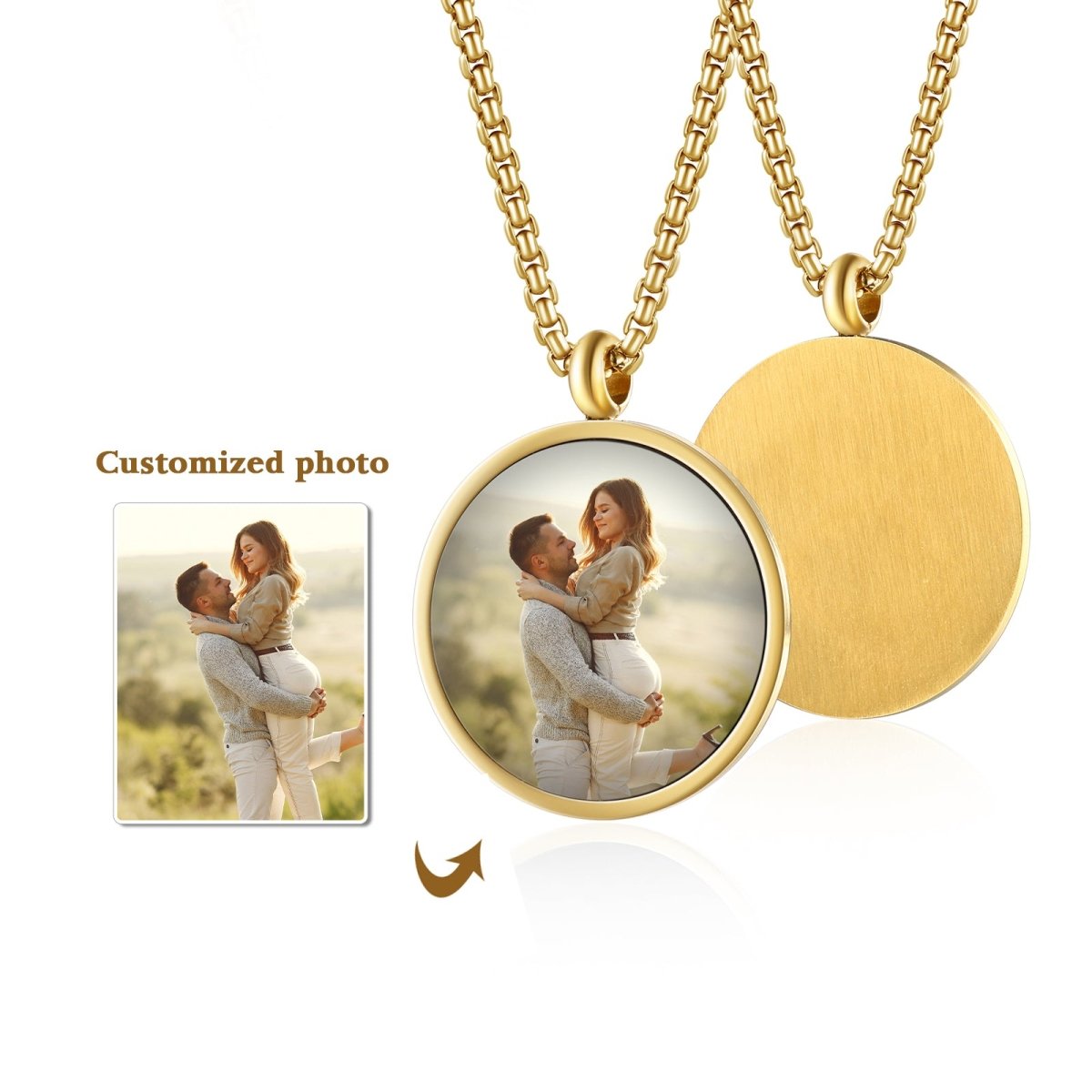 Custom Photo Necklace, Personalized Glass Top Pendant With 24-Inch Chain, Perfect Memorial Or Gift Jewelry