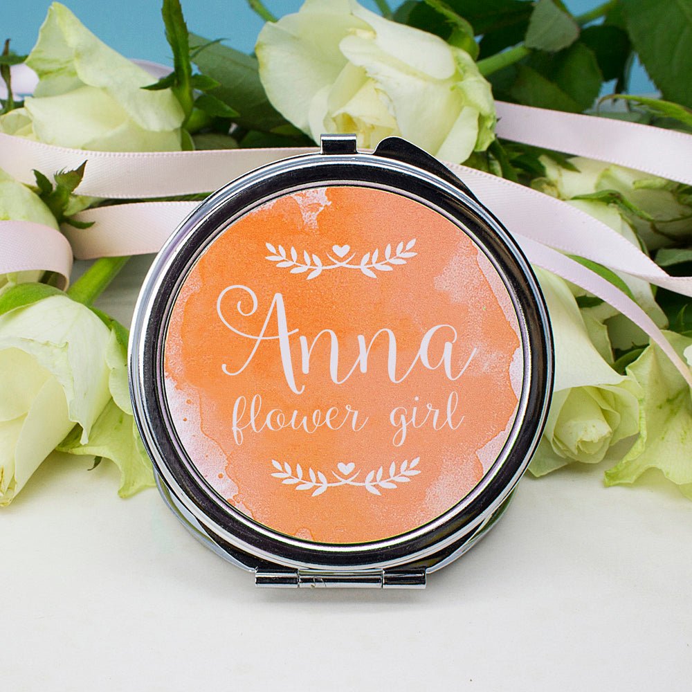 Maid of honour compact mirror, personalised 7×6cm thank-you gift