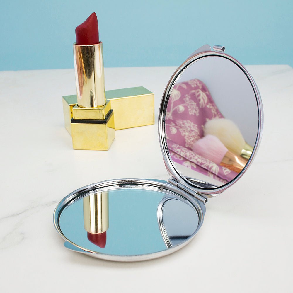 Bridesmaid gift compact mirror, engraved name and title, 7cm, 45g
