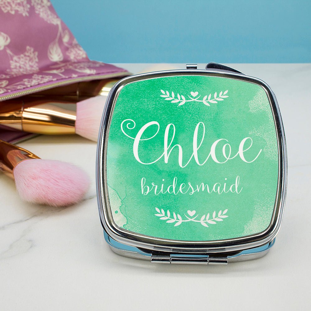 Custom compact mirror for maid of honour, 7×6cm, vibrant colour gift