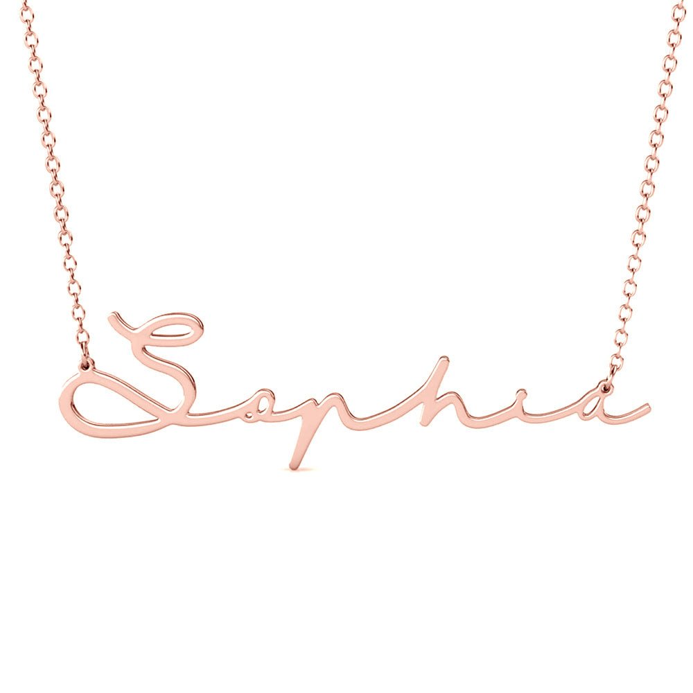 Custom sterling silver name necklace, cutout cursive design, 14-22 inch, 4.5g-5.5g weight