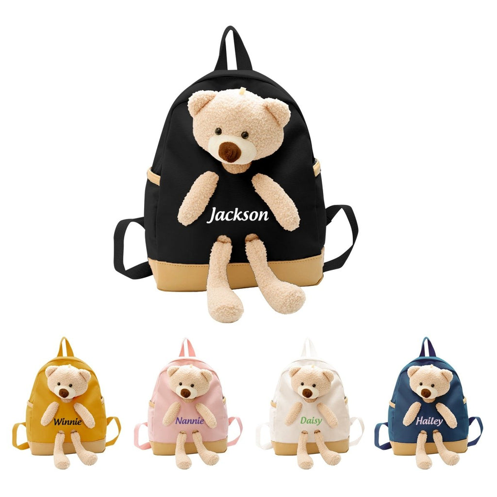 Custom name kids schoolbag with teddy design