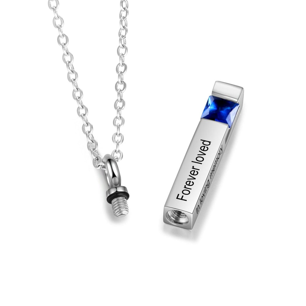 Custom vertical bar ashes necklace, black, stainless steel, or gold plated, 45+5cm, 6.3g.
