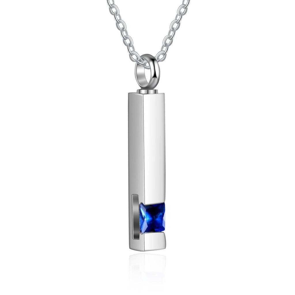 Custom vertical bar ashes necklace, black, stainless steel, or gold plated, 45+5cm, 6.3g.