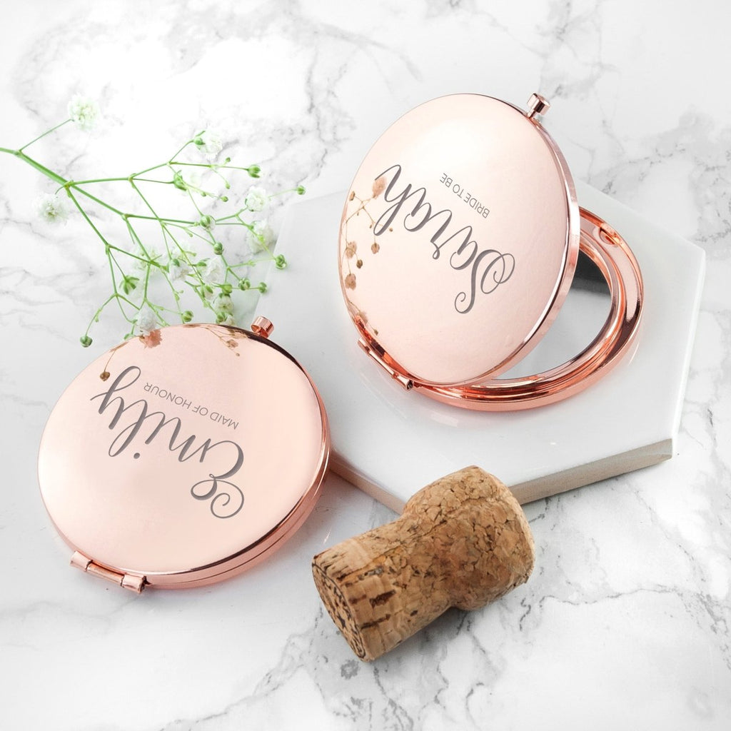 Elegant engraved pocket mirror