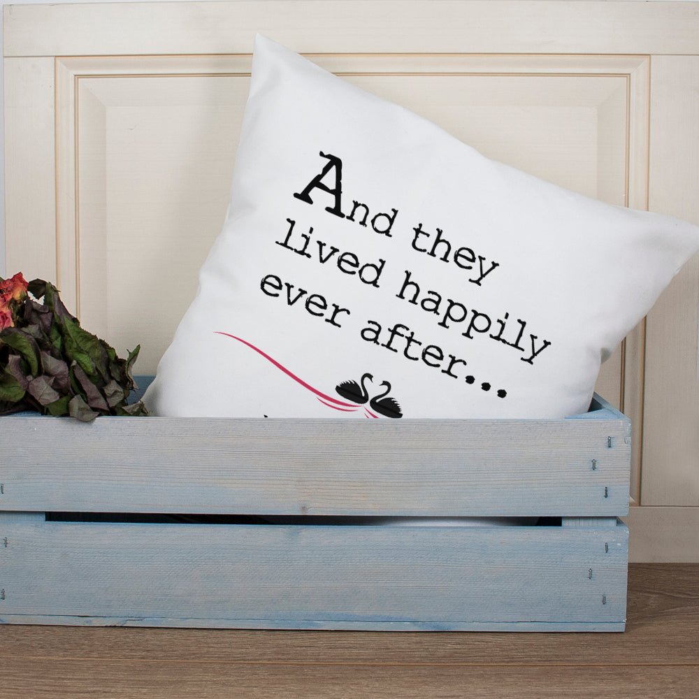 Fairytale wedding cushion cover with names and date