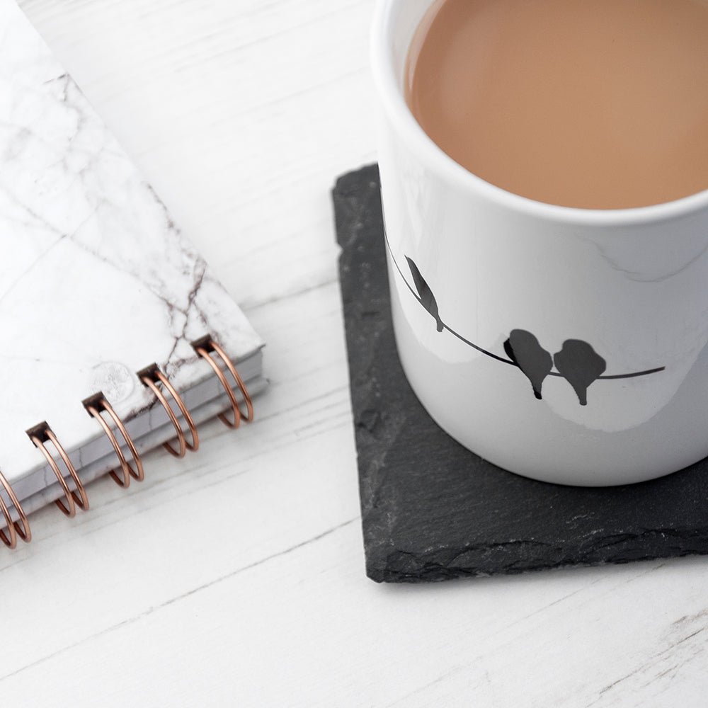 Happy 1st Father's Day square slate keepsake, engraved with name, can be used as coaster, non-slip foam feet.