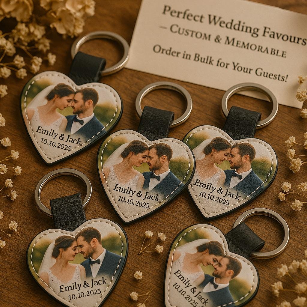 a couple&#39;s picture on a heart shaped keychain