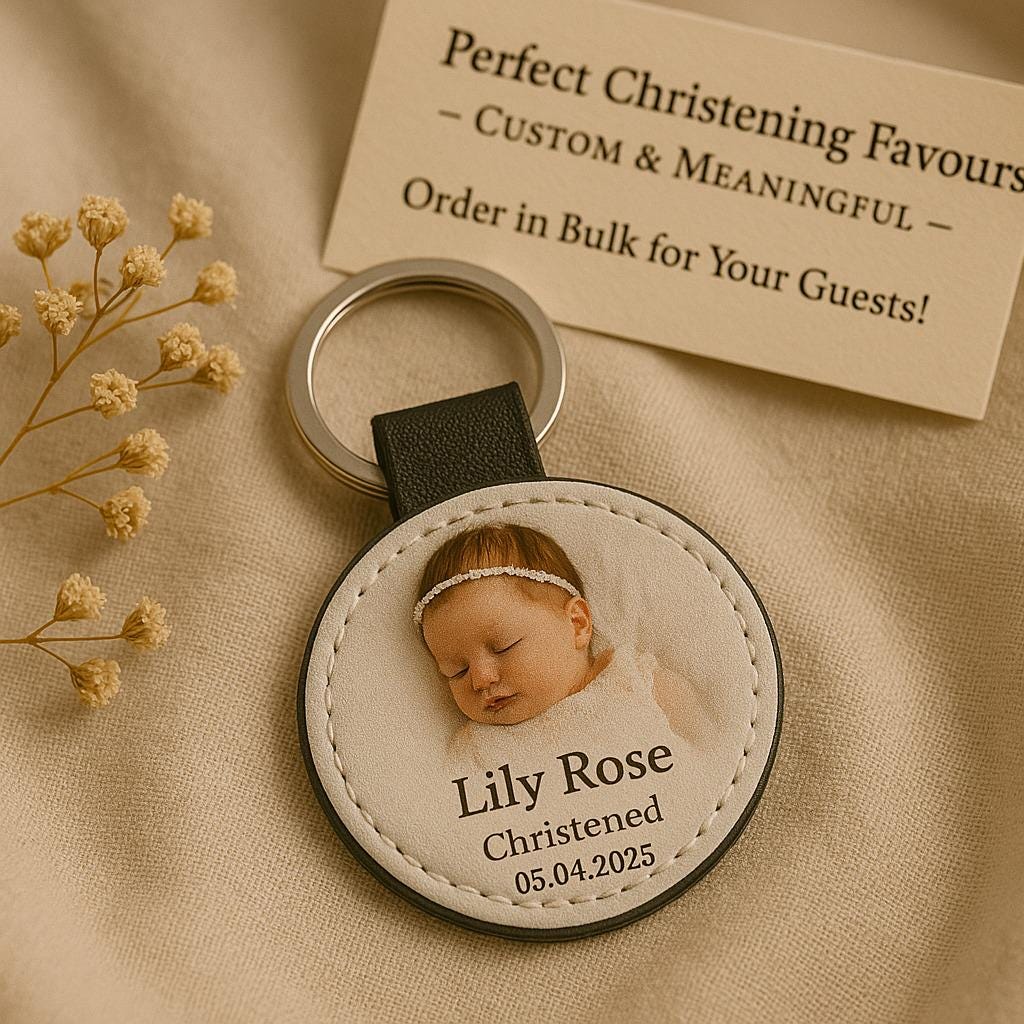 a key chain with a picture of a baby on it