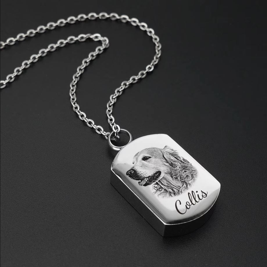 Memorial Pet Necklace Ememories Custom Photo Pendant – Engraved