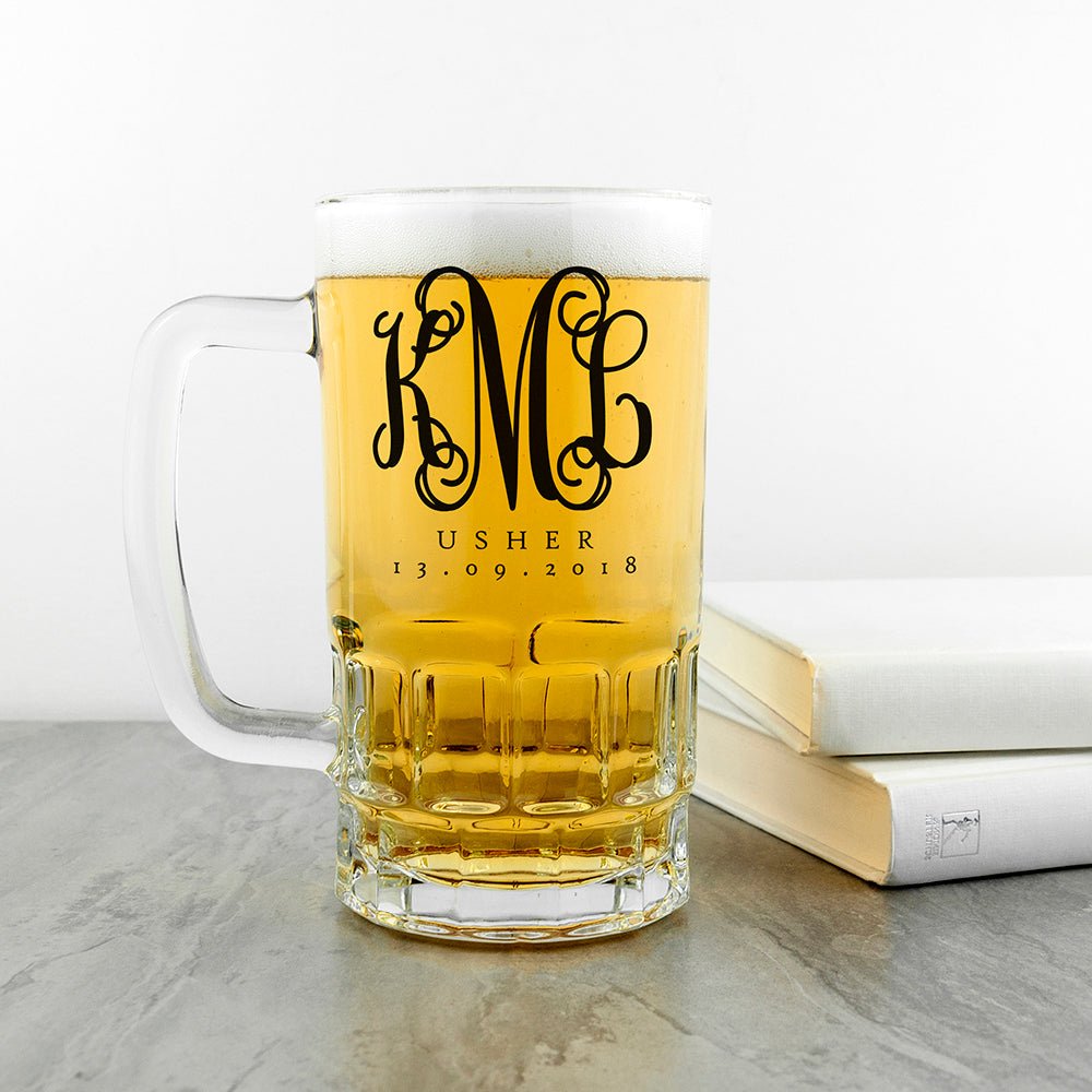 Custom wedding tankard with monogram design