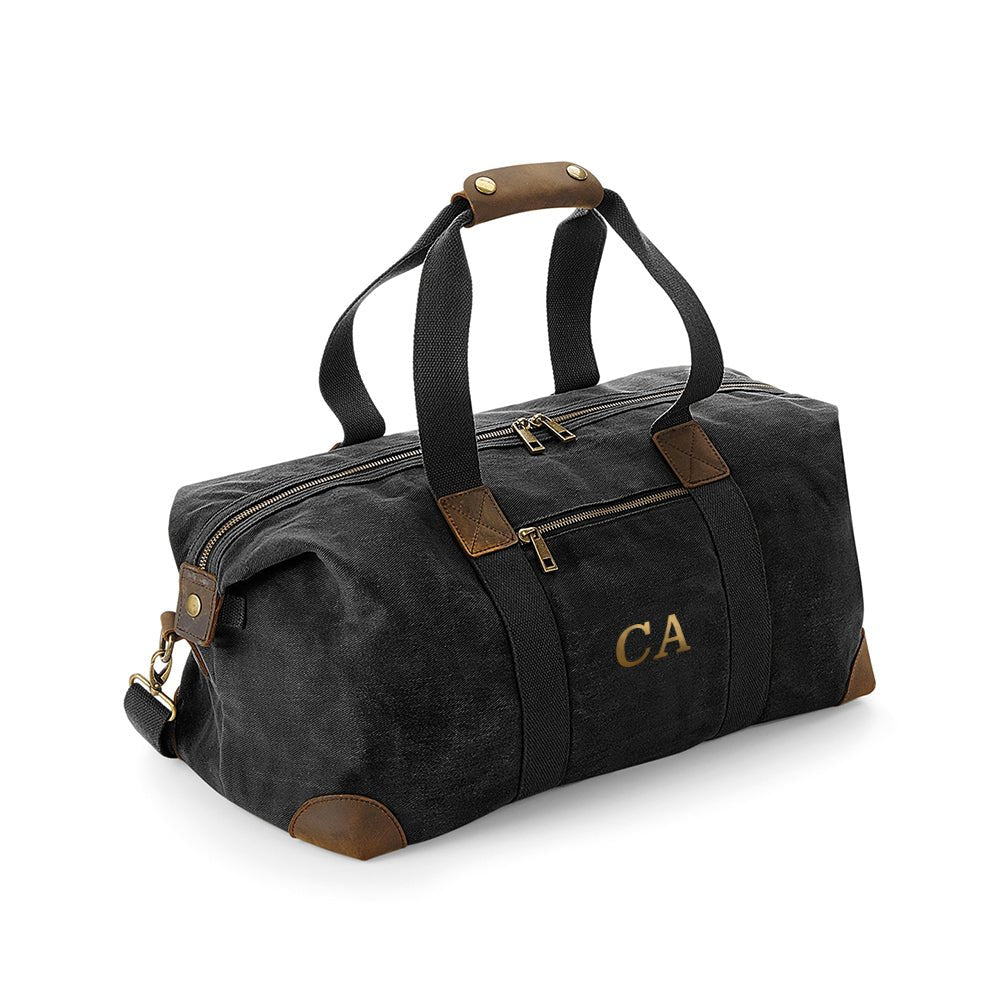 Monogrammed Luxury Waxed Canvas Holdall - Engraved Memories