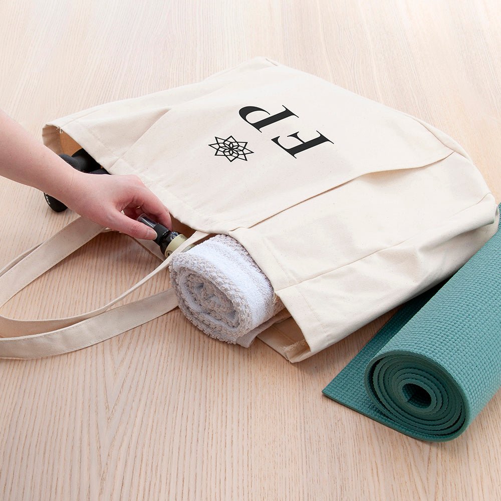 Personalised yoga bag with shoulder strap