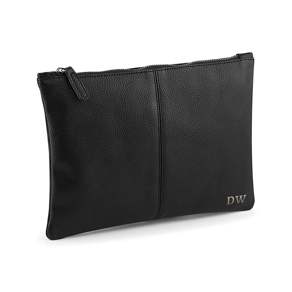 Monogrammed Vegan Leather Men's Accessory Pouch - Engraved Memories