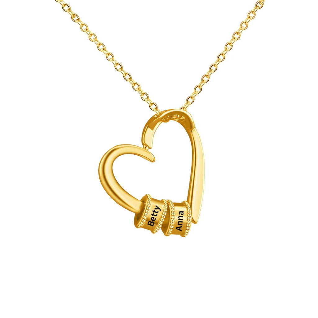 Mother's Day Heart Shape Necklace with Name charms - Engraved Memories