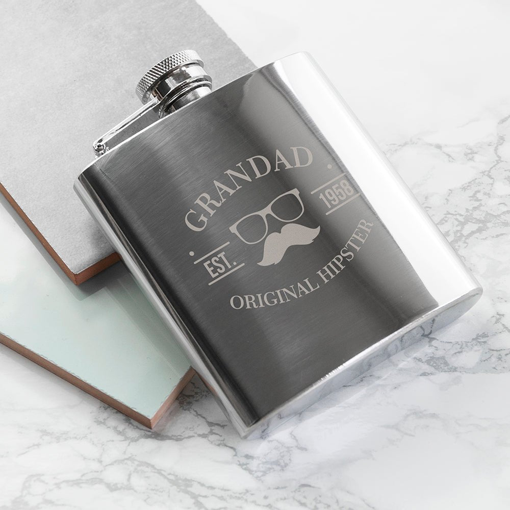 Original Hipster's Silver Hip Flask - Engraved Memories