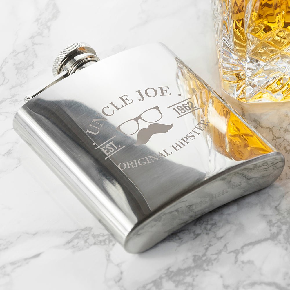 Original Hipster's Silver Hip Flask - Engraved Memories