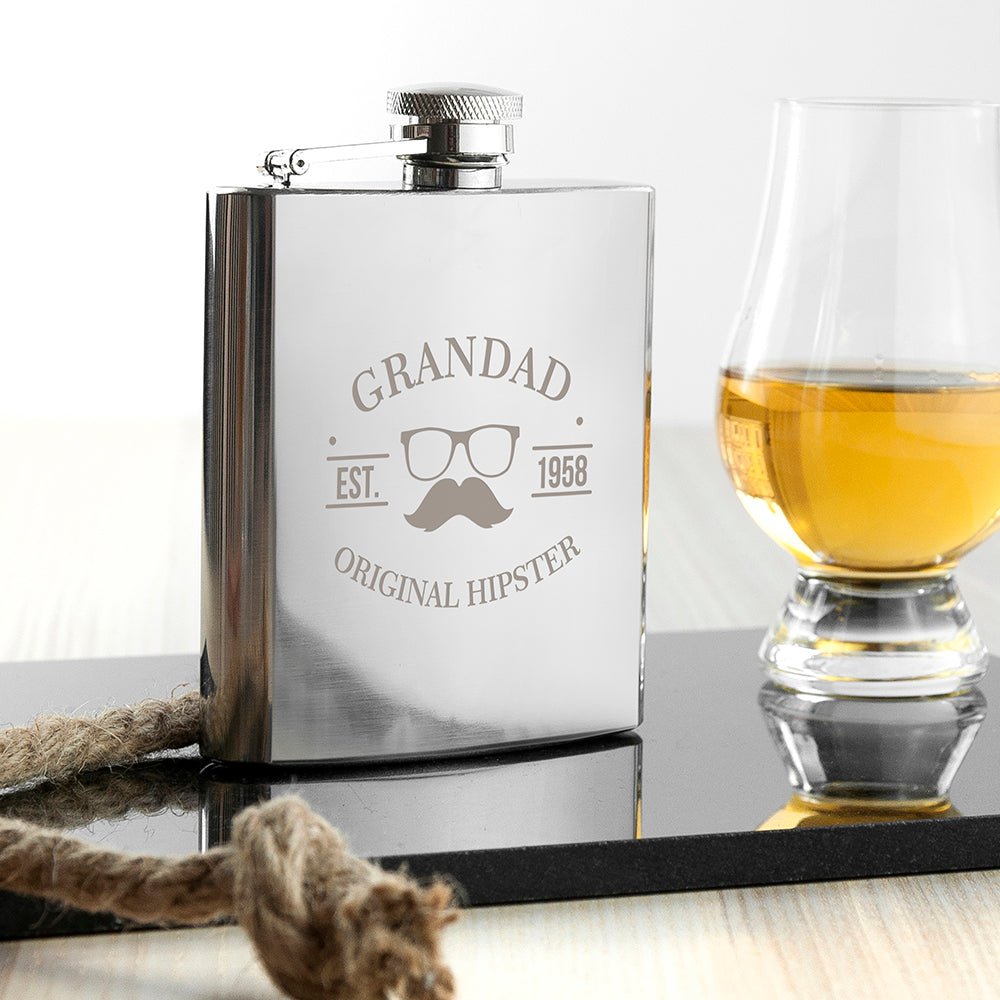 Original Hipster's Silver Hip Flask - Engraved Memories