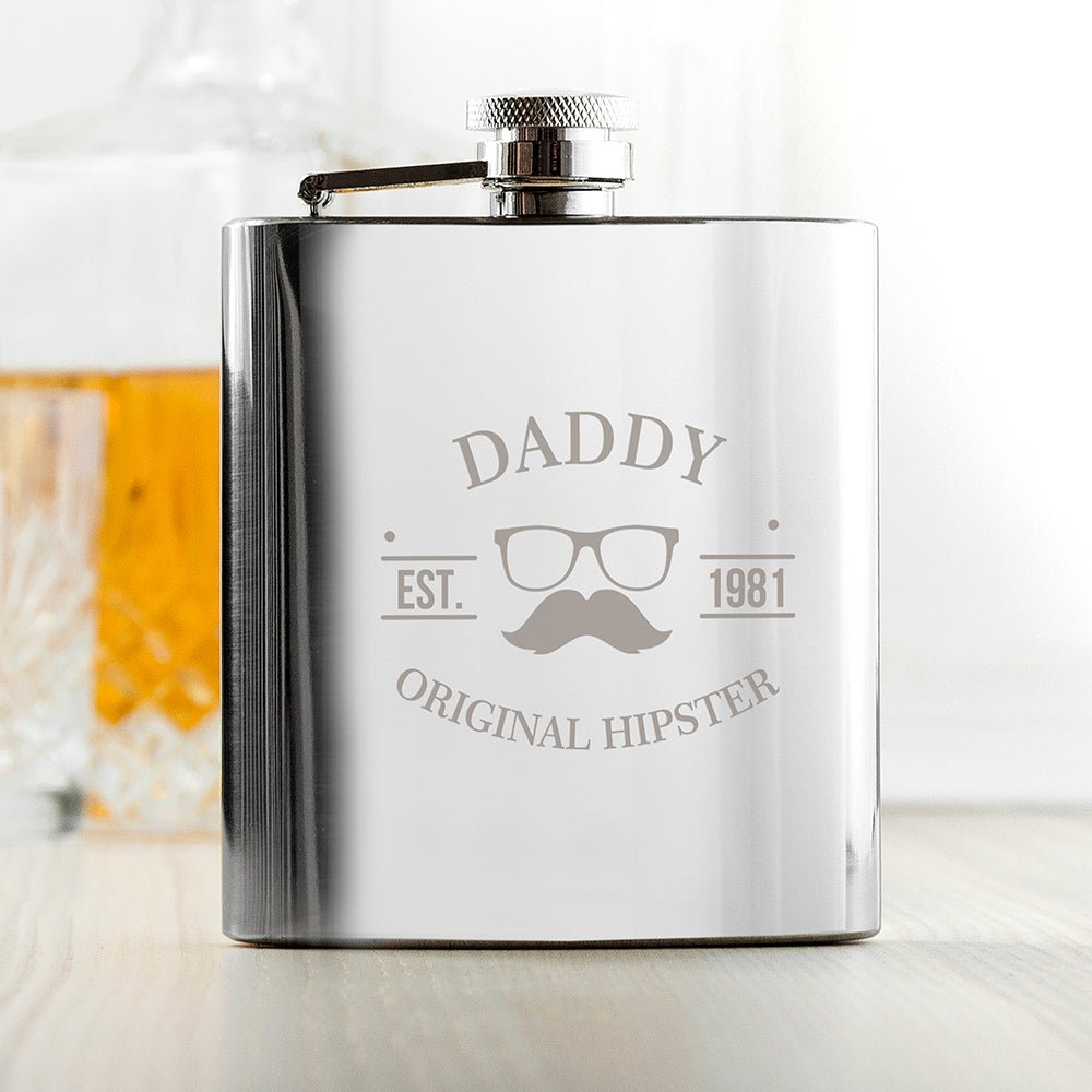 Original Hipster's Silver Hip Flask - Engraved Memories