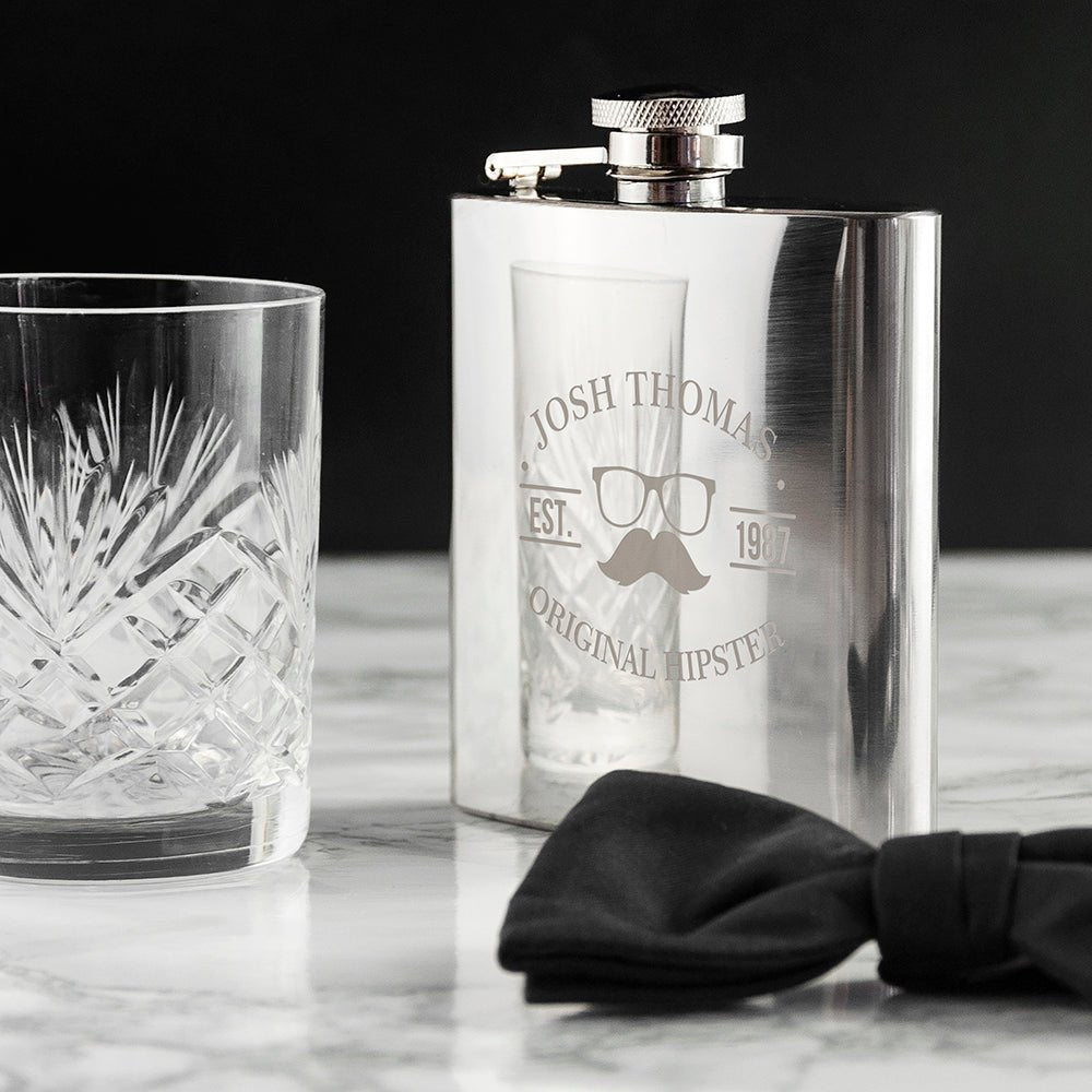 Original Hipster's Silver Hip Flask - Engraved Memories