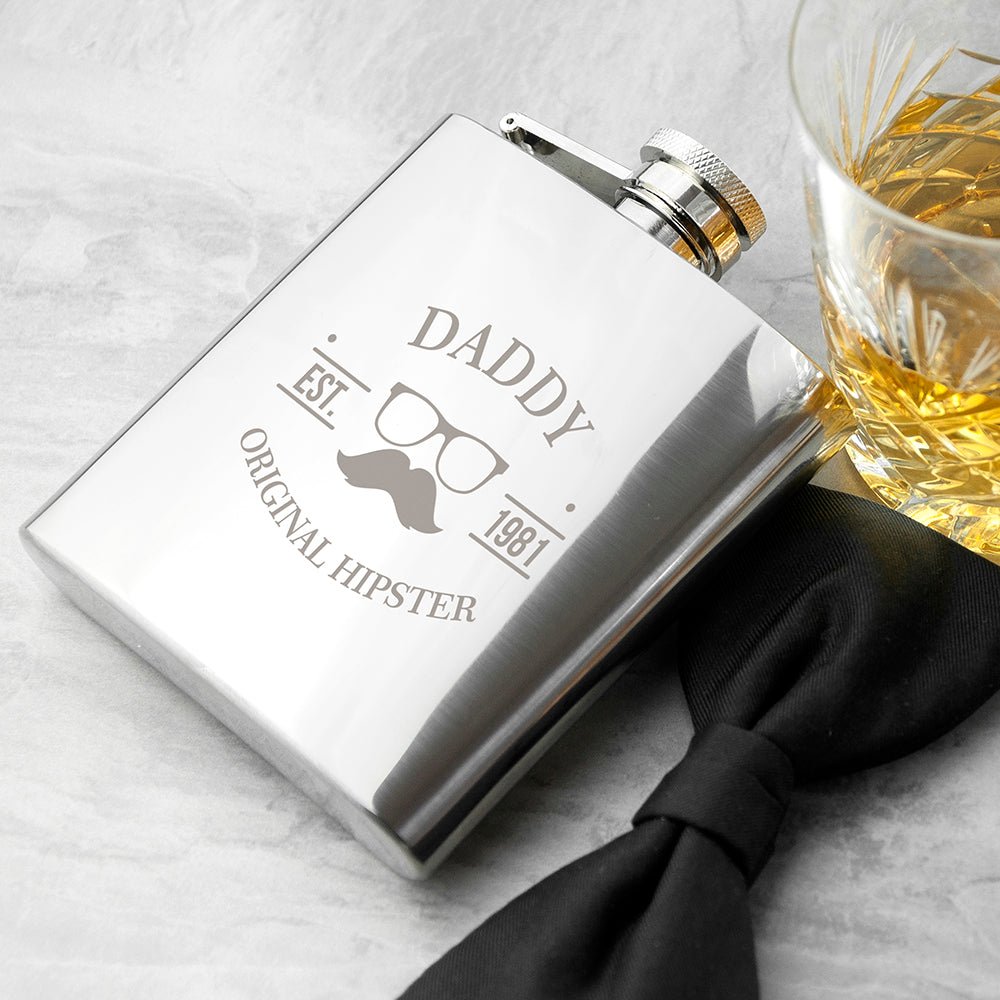 Original Hipster's Silver Hip Flask - Engraved Memories