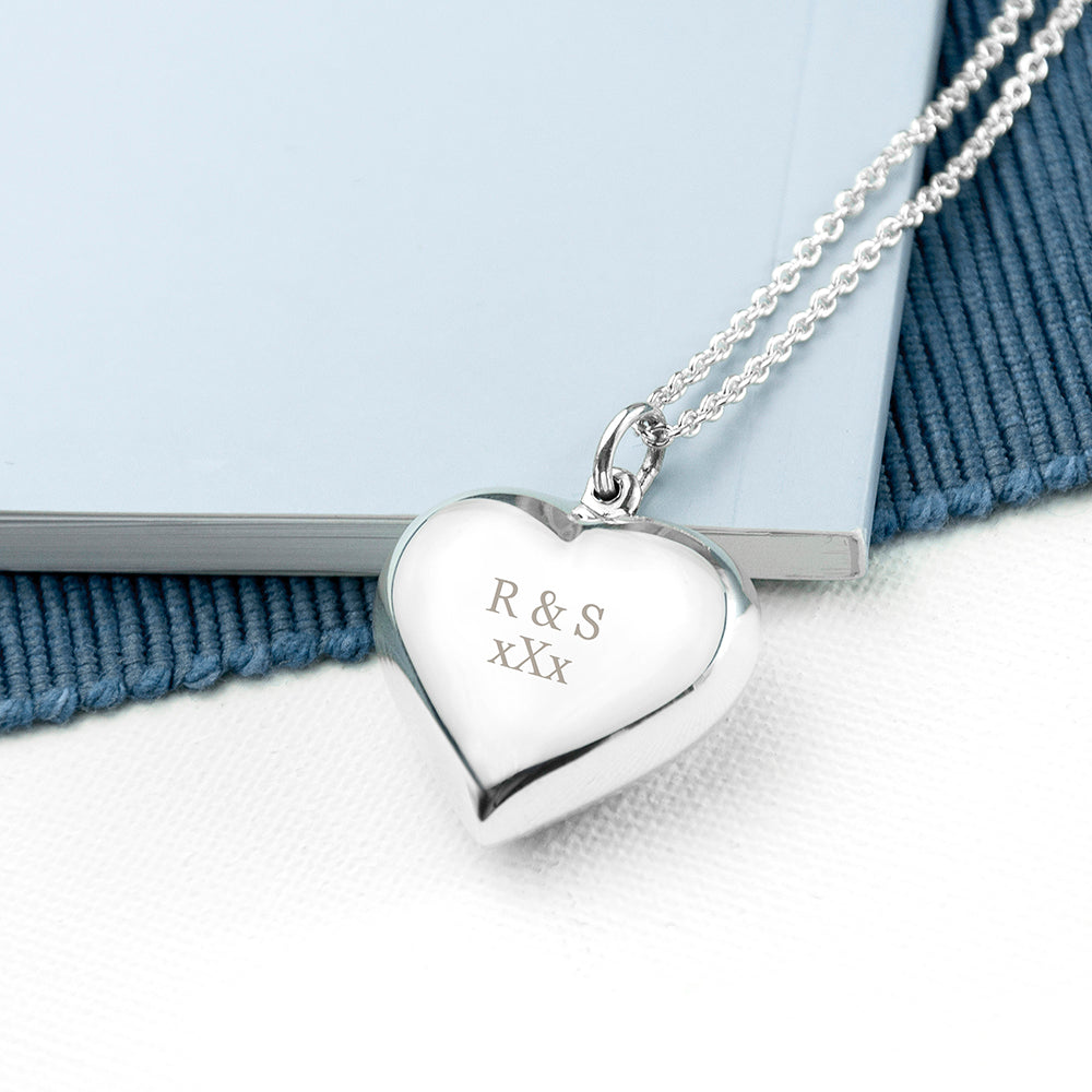 Heart necklace in sterling silver, personalised with name or initials