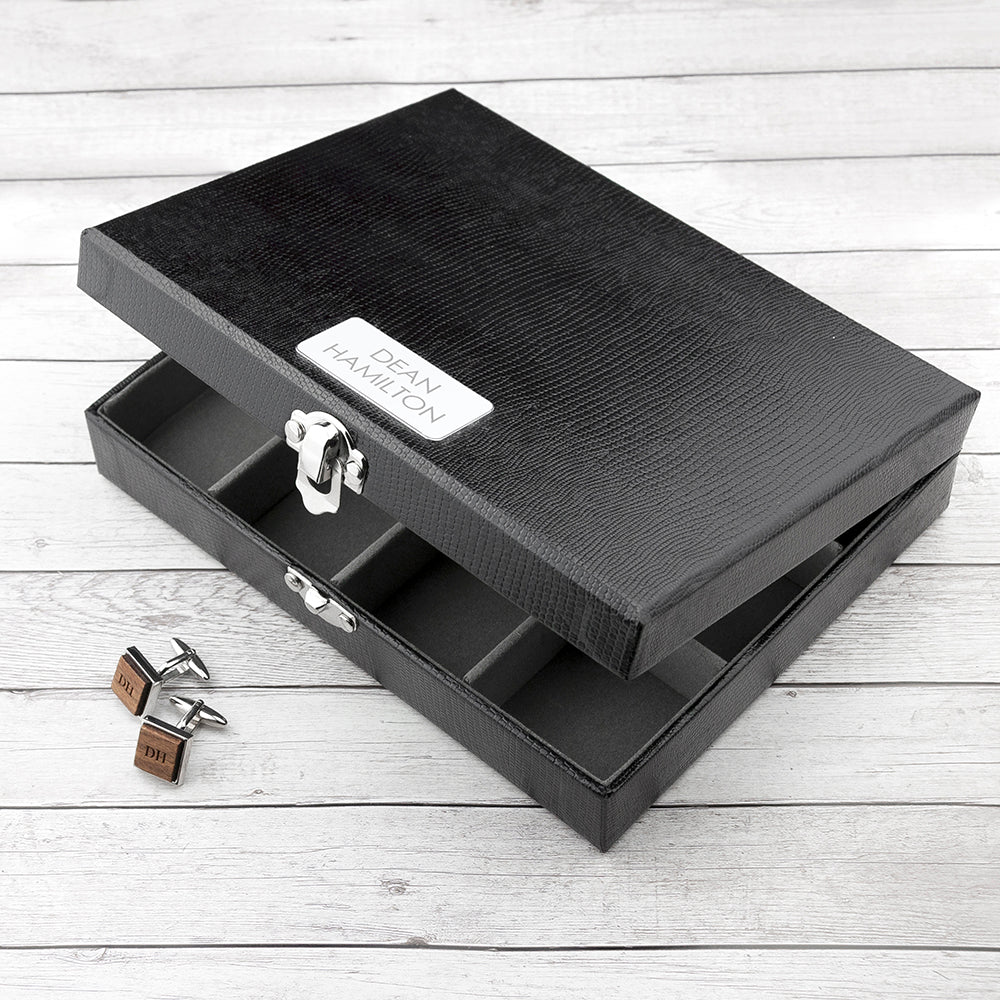 Personalised 12 Compartment Cufflink Box - Engraved Memories