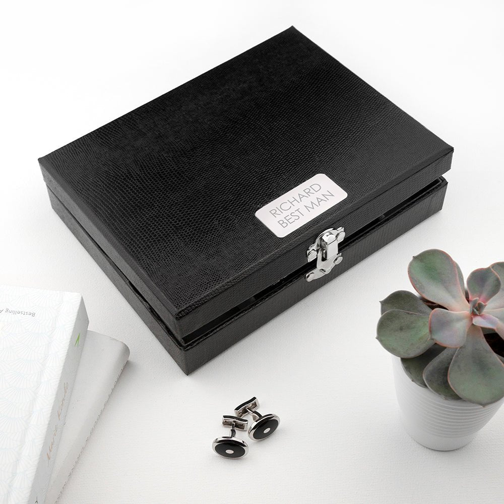 Personalised 12 Compartment Cufflink Box - Engraved Memories