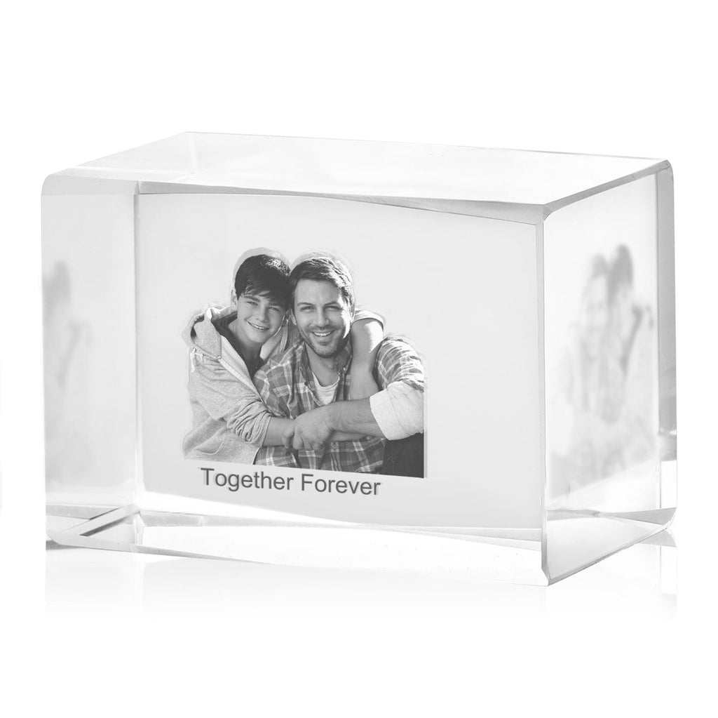 Large 3D crystal ornament custom-engraved with your photo and text. A stunning, personal keepsake or gift.