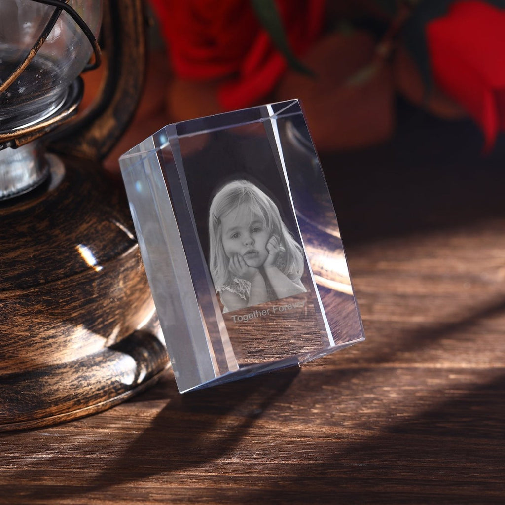 Personalised 3D Photo Premium Crystal Ornament – medium 70mm x 60mm x 100mm 
