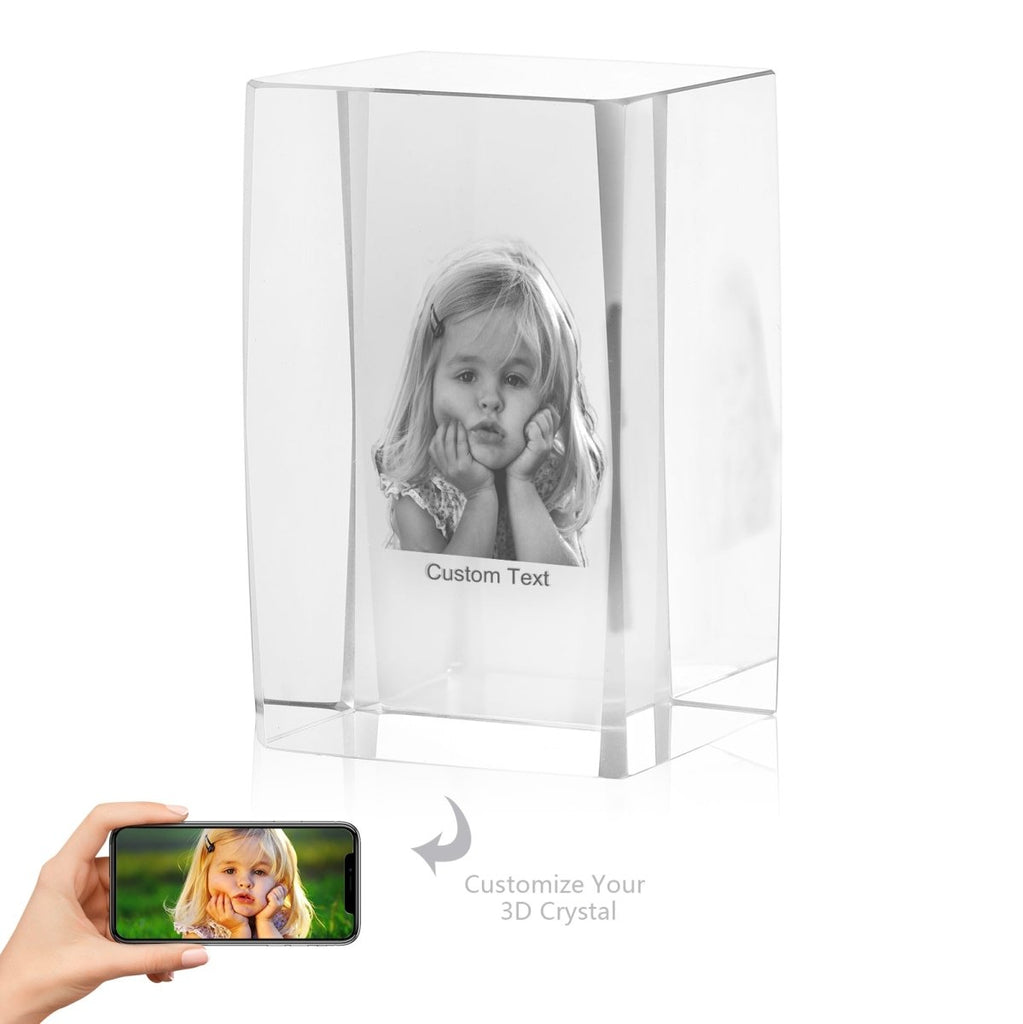 Personalised 3D Photo Premium Crystal Ornament – medium 70mm x 60mm x 100mm 