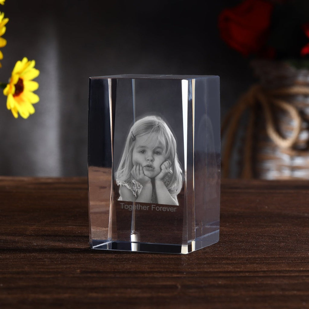 Personalised 3D Photo Premium Crystal Ornament – medium 70mm x 60mm x 100mm 