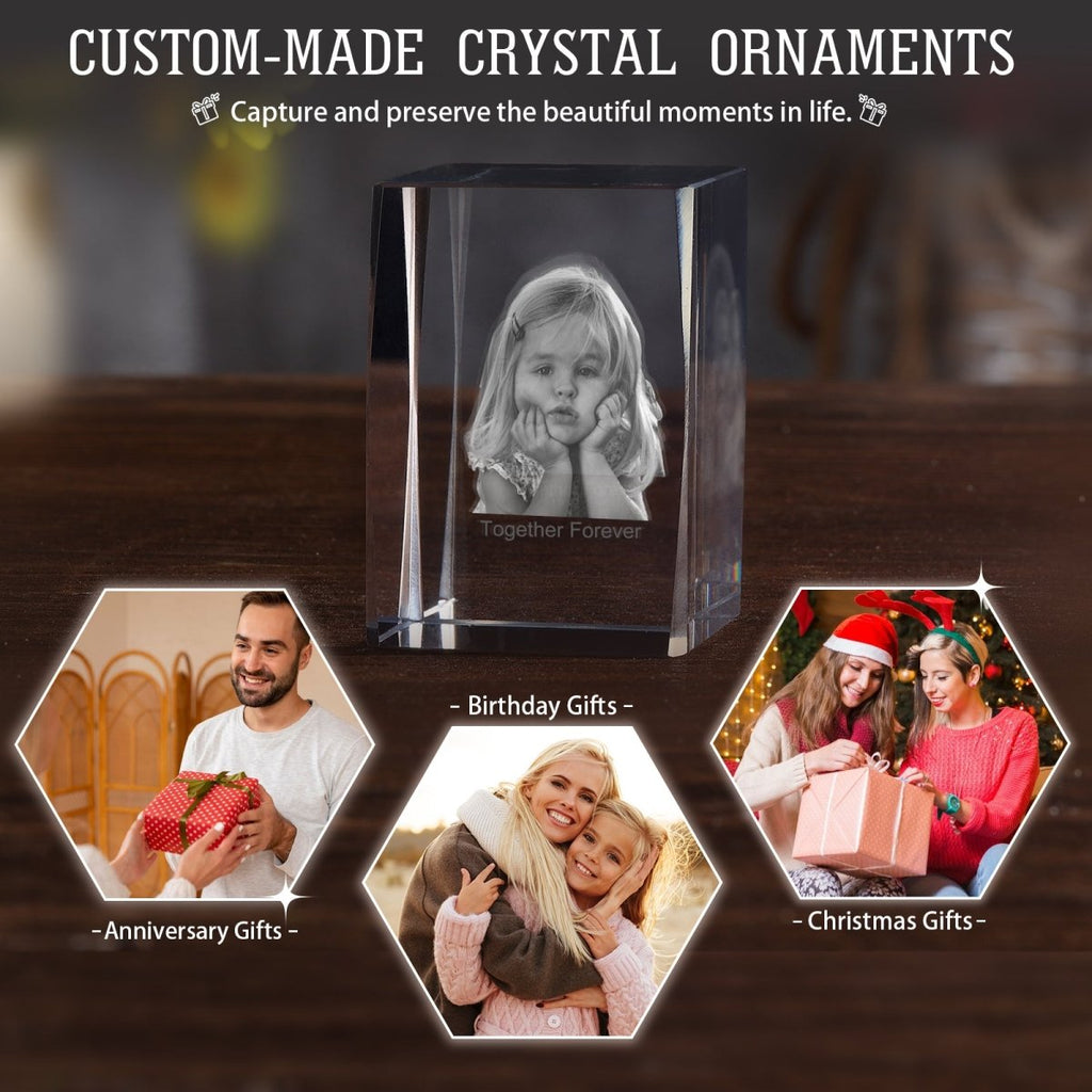 Personalised 3D Photo Premium Crystal Ornament – small 40mm x 60mm 