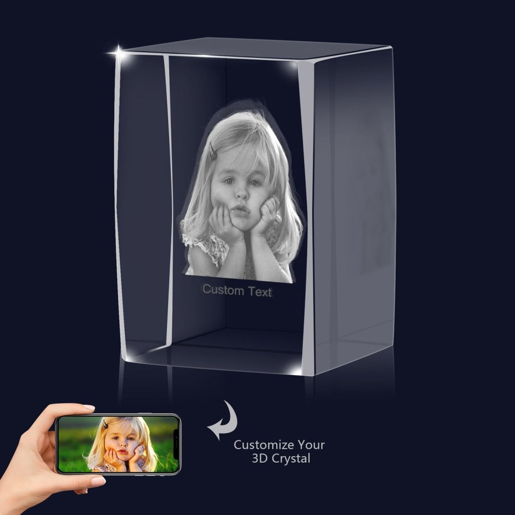 Personalised 3D Photo Premium Crystal Ornament – small 40mm x 60mm 