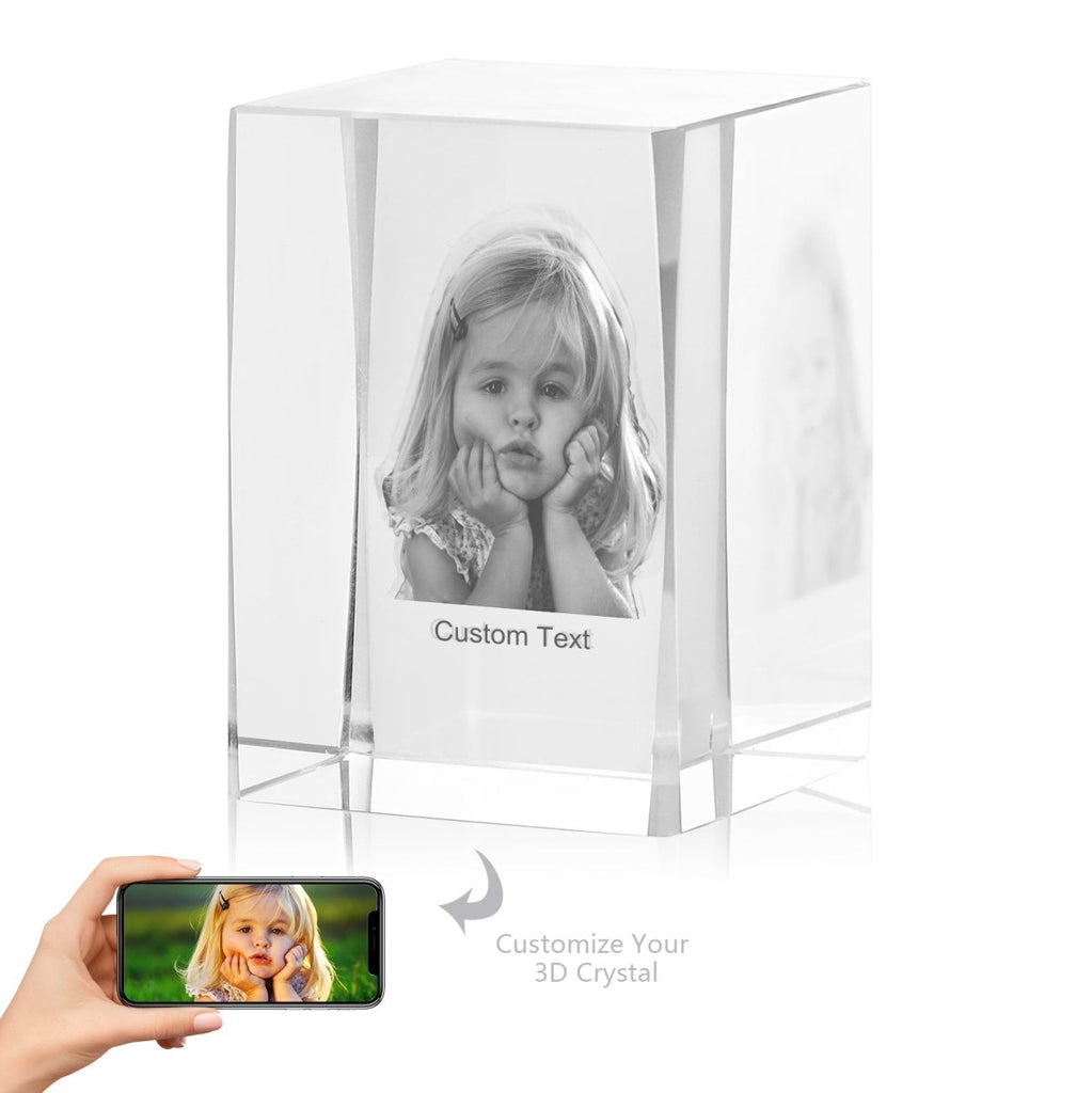 Personalised 3D Photo Premium Crystal Ornament – small 40mm x 60mm 