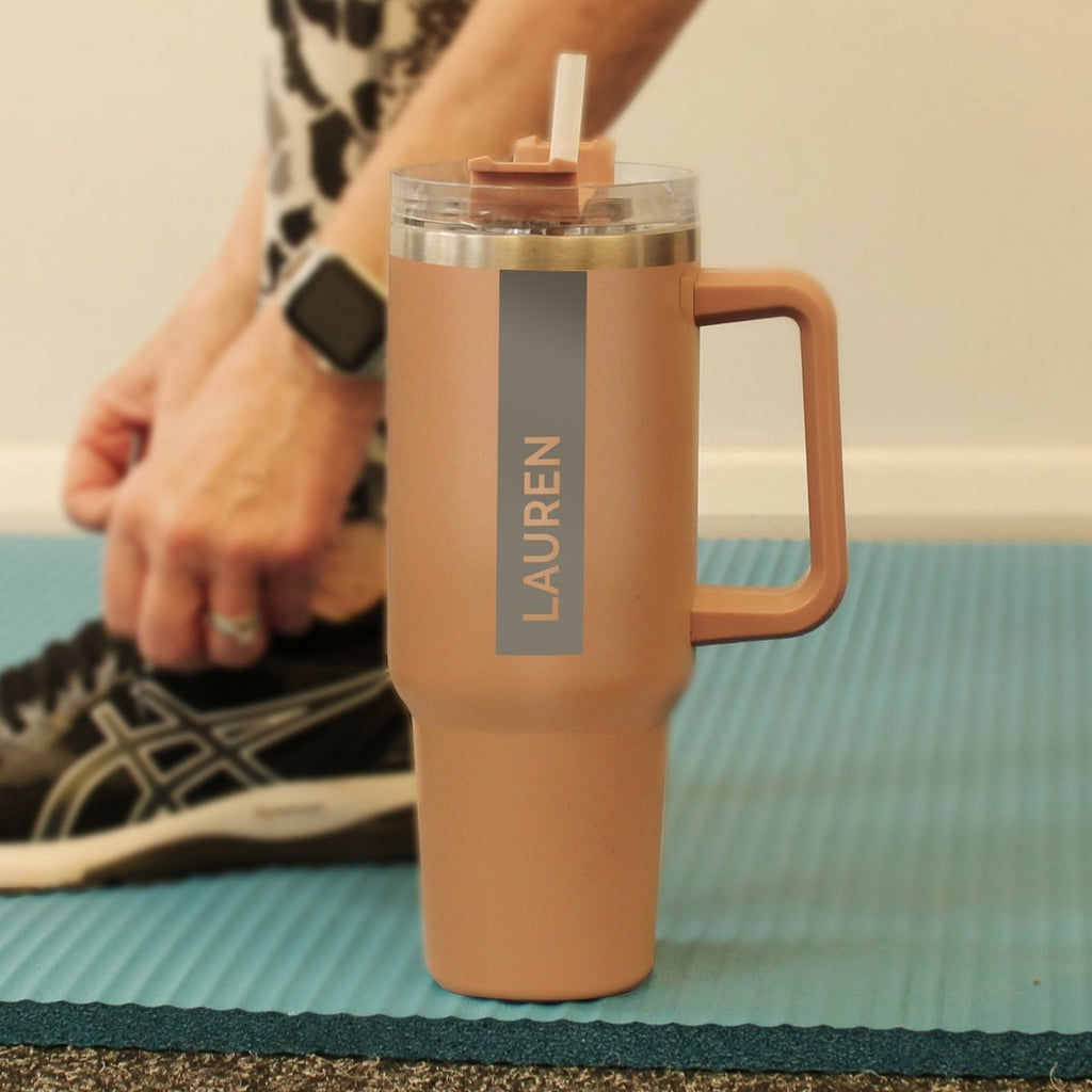 Personalised 40oz Brown Travel Cup - Engraved Memories