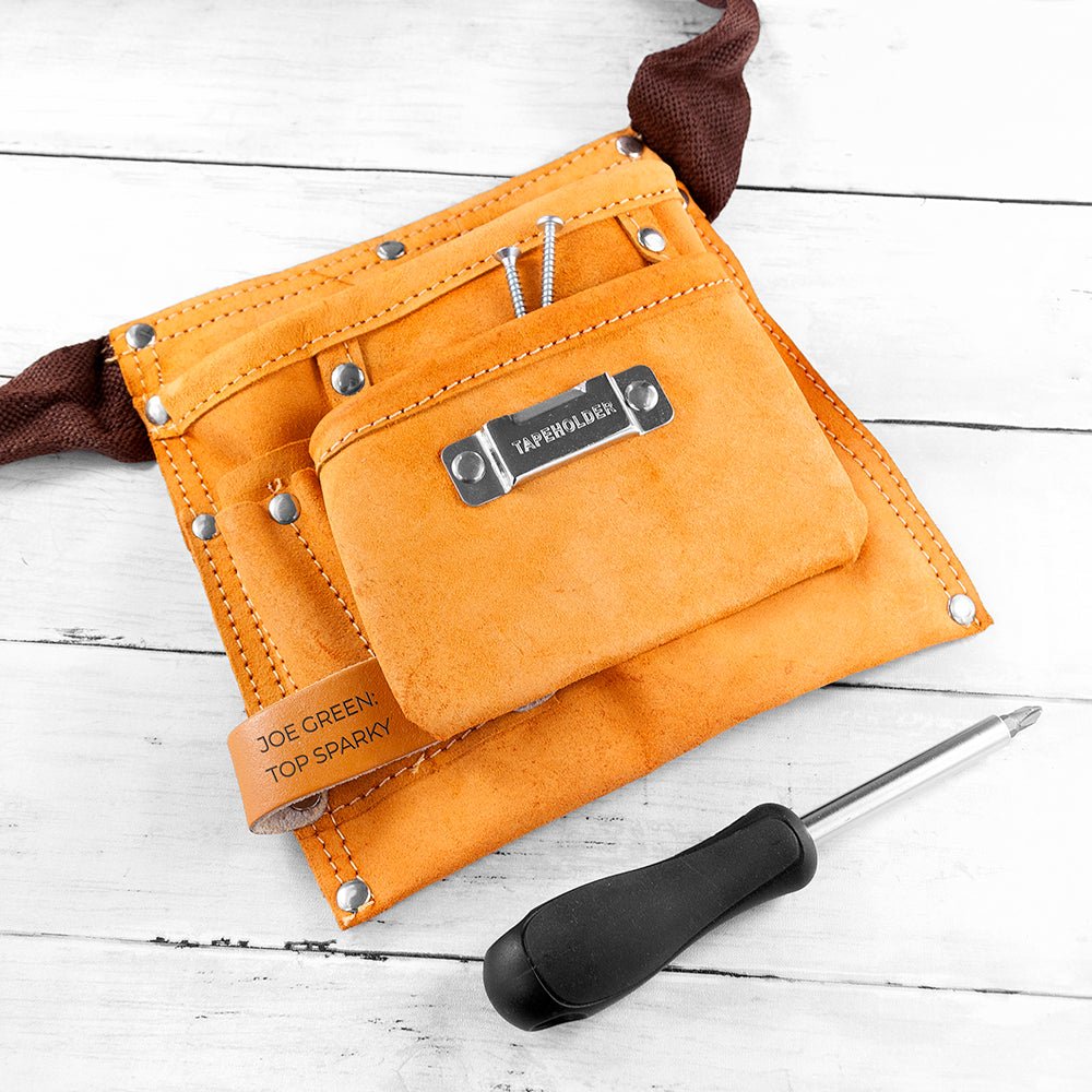 Personalised 6-Pocket Leather Tool Belt - Engraved Memories