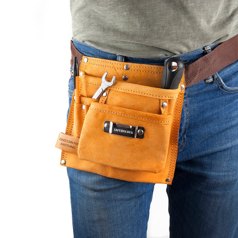 Personalised 6-Pocket Leather Tool Belt - Engraved Memories