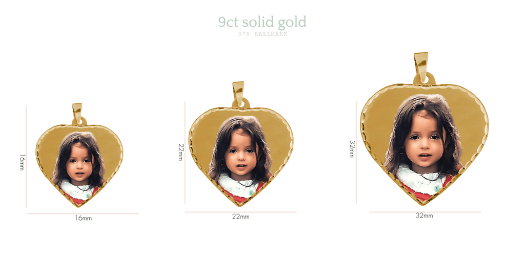 Personalized 9ct Gold or Sterling Silver Heart Photo Pendant, custom with your favorite photo.
